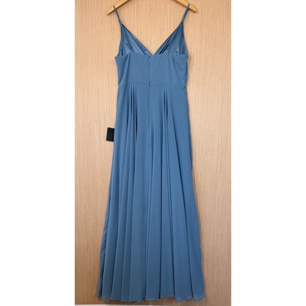 NEW Lulus All About Love Chiffon Maxi Dress Womens Size Large Pleated Slate Blue - Picture 4 of 12